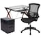 Flash Furniture Glass Desk, Chair, Cabinet Set BLN-NAN28APX5-BK-GG - alternate 8